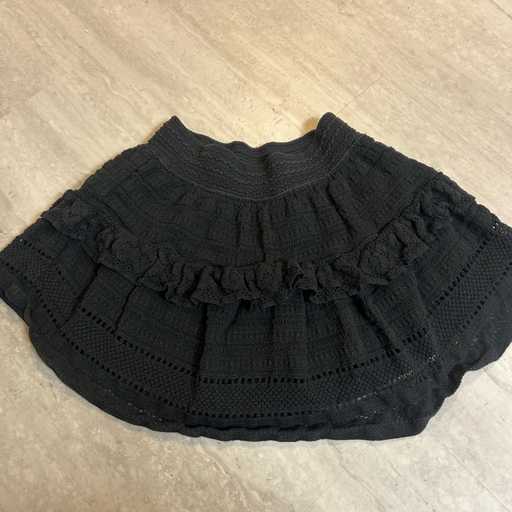 Aerie Black Ruffle Mini Skirt